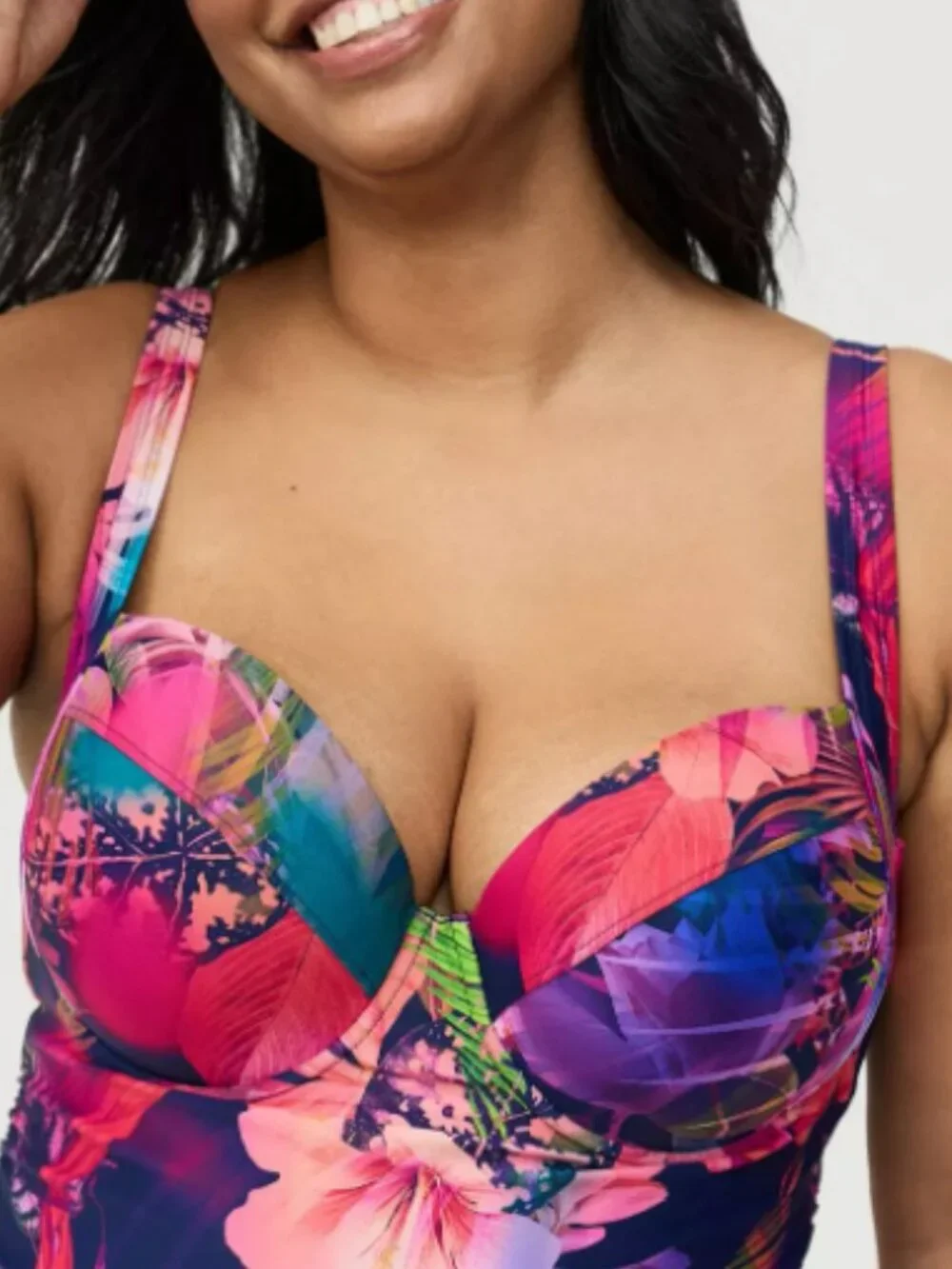 BRAND NEW NWT Pink Multicolor Tropical Floral Print Swimsuit 4X (26 - D/DD)